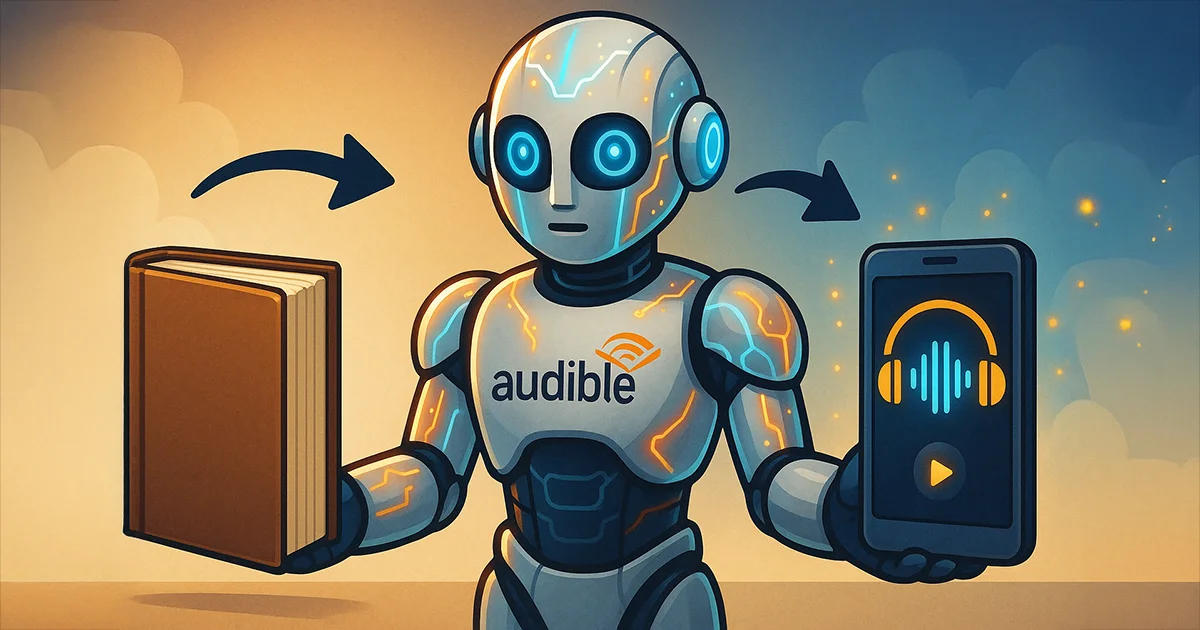 Ein Roboter wandelt ein Buch in ein Hörbuch um